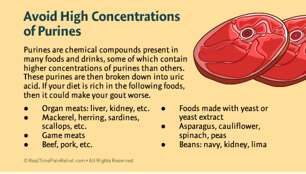 avoid purines to relieve gout